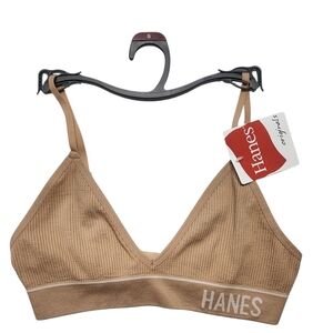 Hanes Tan Wireless Bralette with Adjustable Straps
